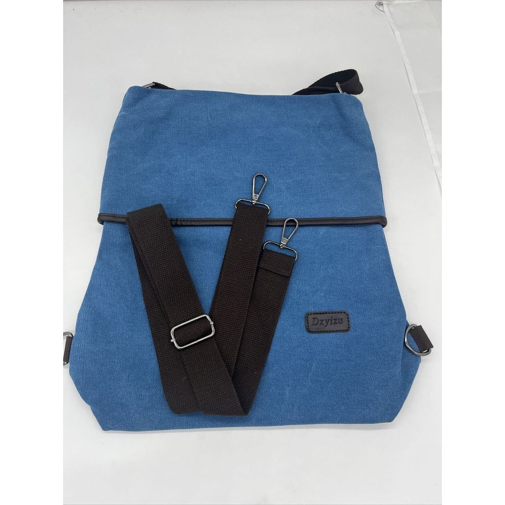 Dxyizu Women's Blue And Brown Shoulder Bag Diaper Bag Backpack W/ Extra Strap